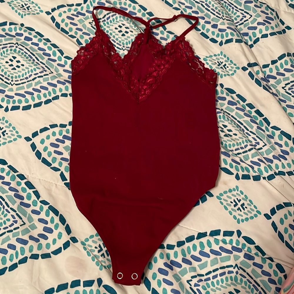 dark red laced bodysuit